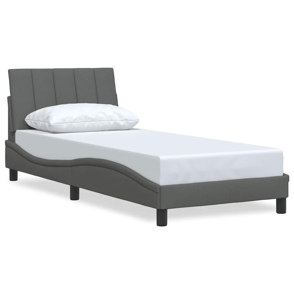 Cadre de lit sans matelas gris foncé 90x200 cm tissu - XIOS