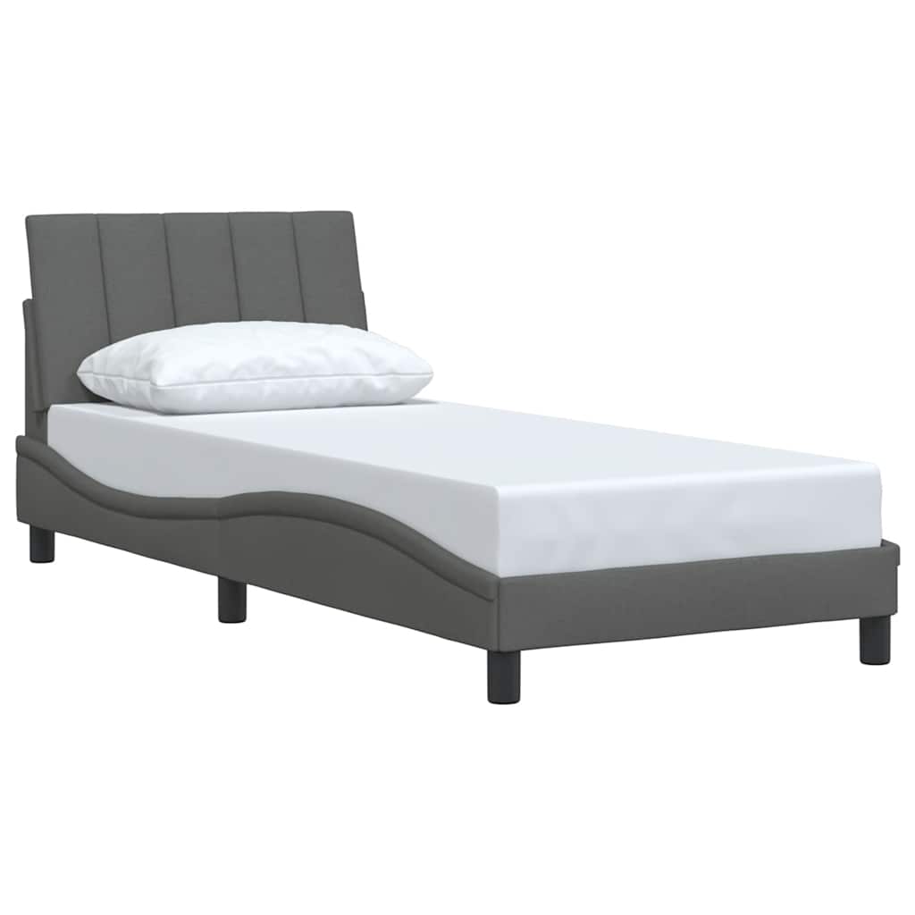 Cadre de lit sans matelas gris foncé 90x200 cm tissu - XIOS