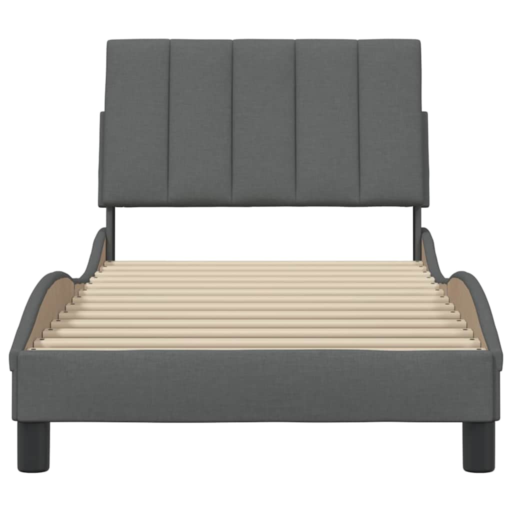 Cadre de lit sans matelas gris foncé 90x200 cm tissu - XIOS