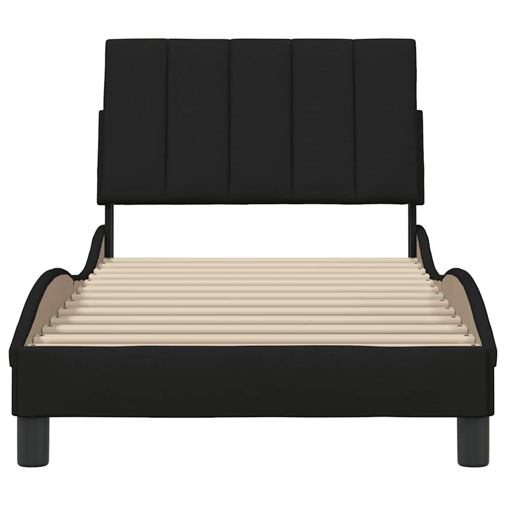 Cadre de lit sans matelas noir 90x200 cm tissu - XIOS
