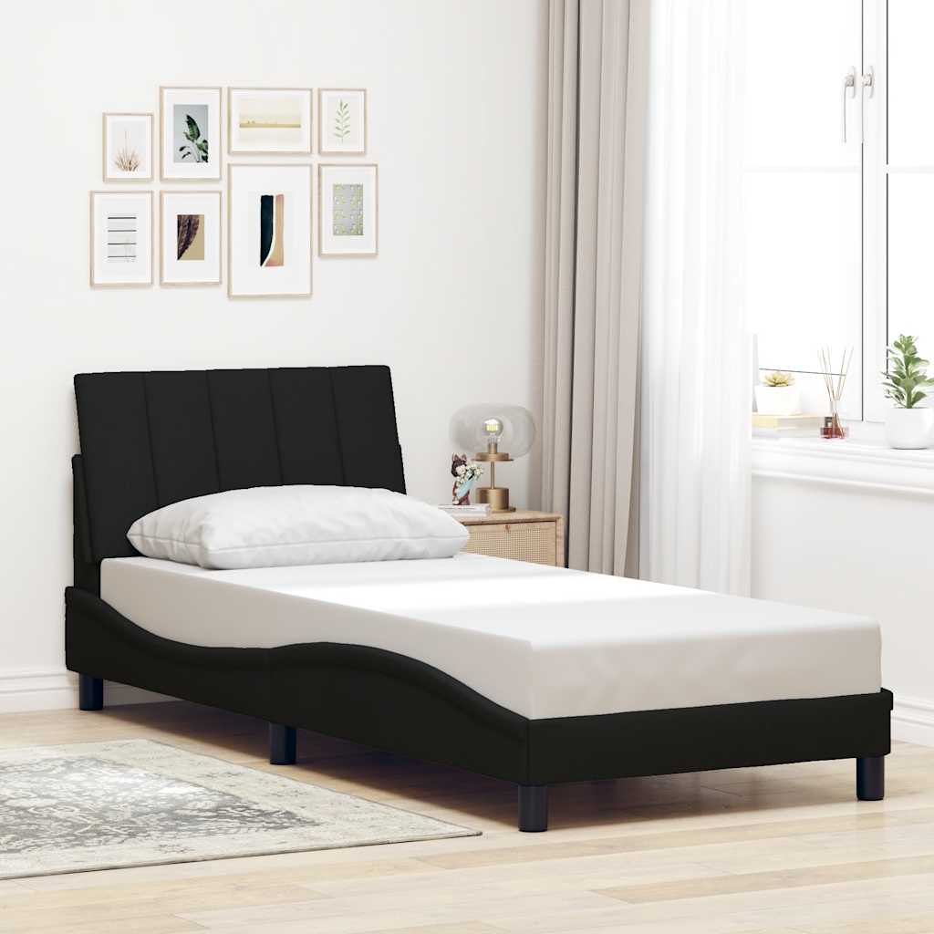 Cadre de lit sans matelas noir 90x200 cm tissu - XIOS