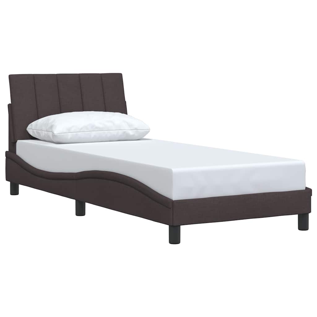 Cadre de lit sans matelas marron foncé 90x200 cm tissu - XIOS