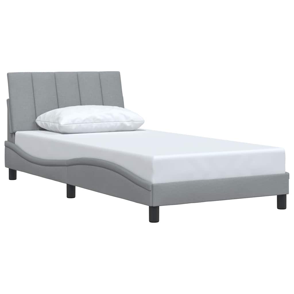 Cadre de lit sans matelas Hanko gris clair 100x200 cm tissu - XIOS