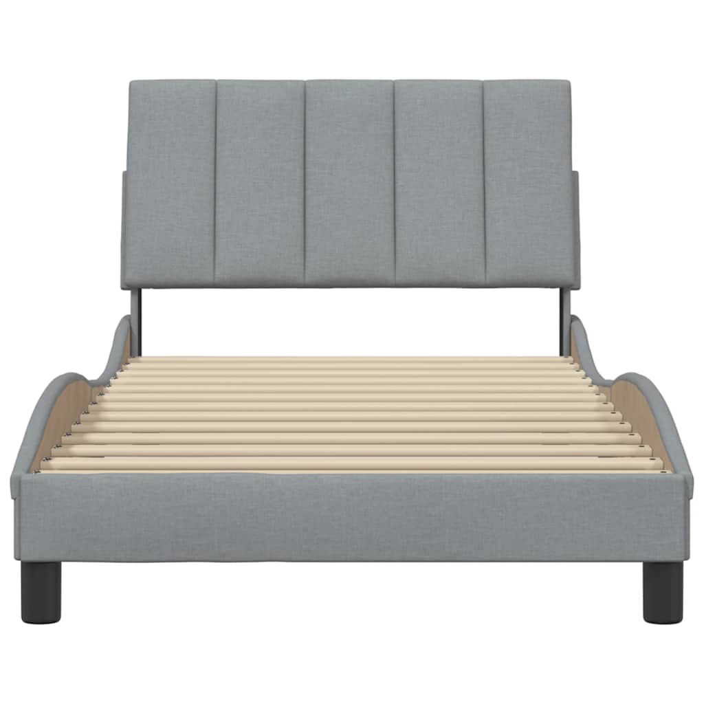 Cadre de lit sans matelas Hanko gris clair 100x200 cm tissu - XIOS