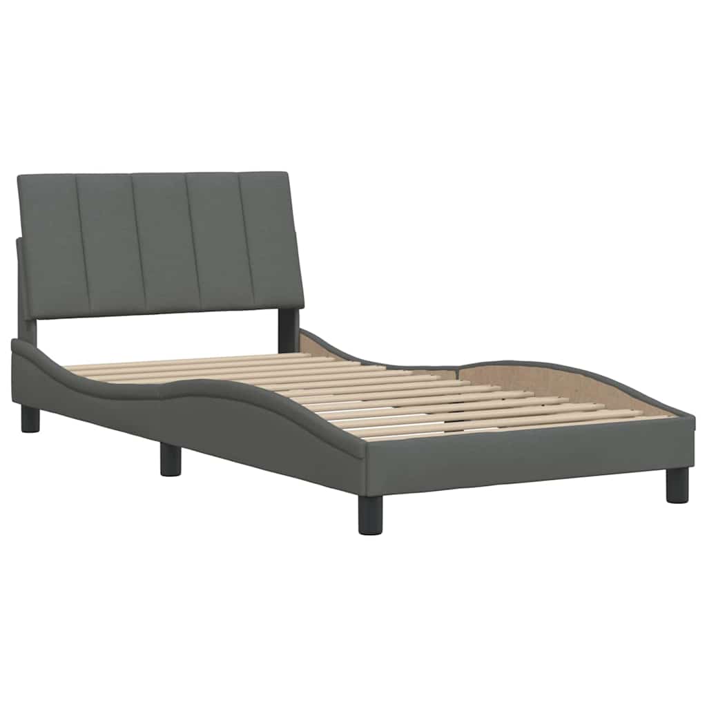 Cadre de lit sans matelas gris foncé 100x200 cm tissu - XIOS