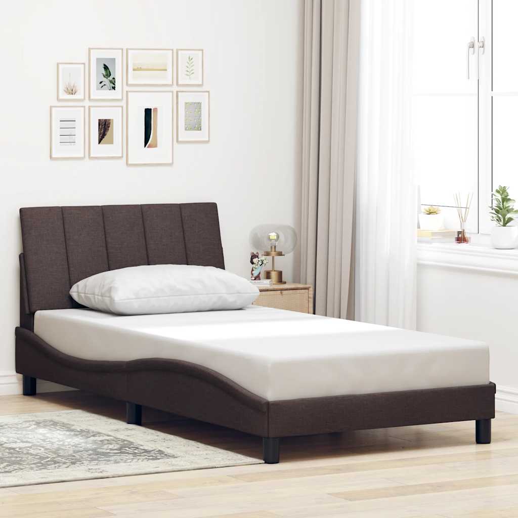 Cadre de lit sans matelas Hanko marron foncé 100x200 cm tissu - XIOS