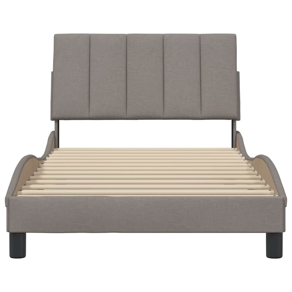 Cadre de lit sans matelas Hanko taupe 100x200 cm tissu