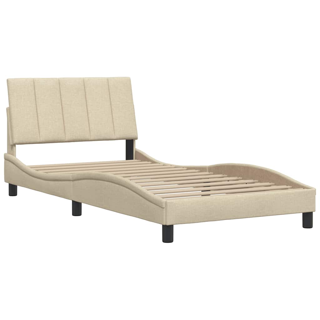 Cadre de lit sans matelas crème 100x200 cm tissu - XIOS