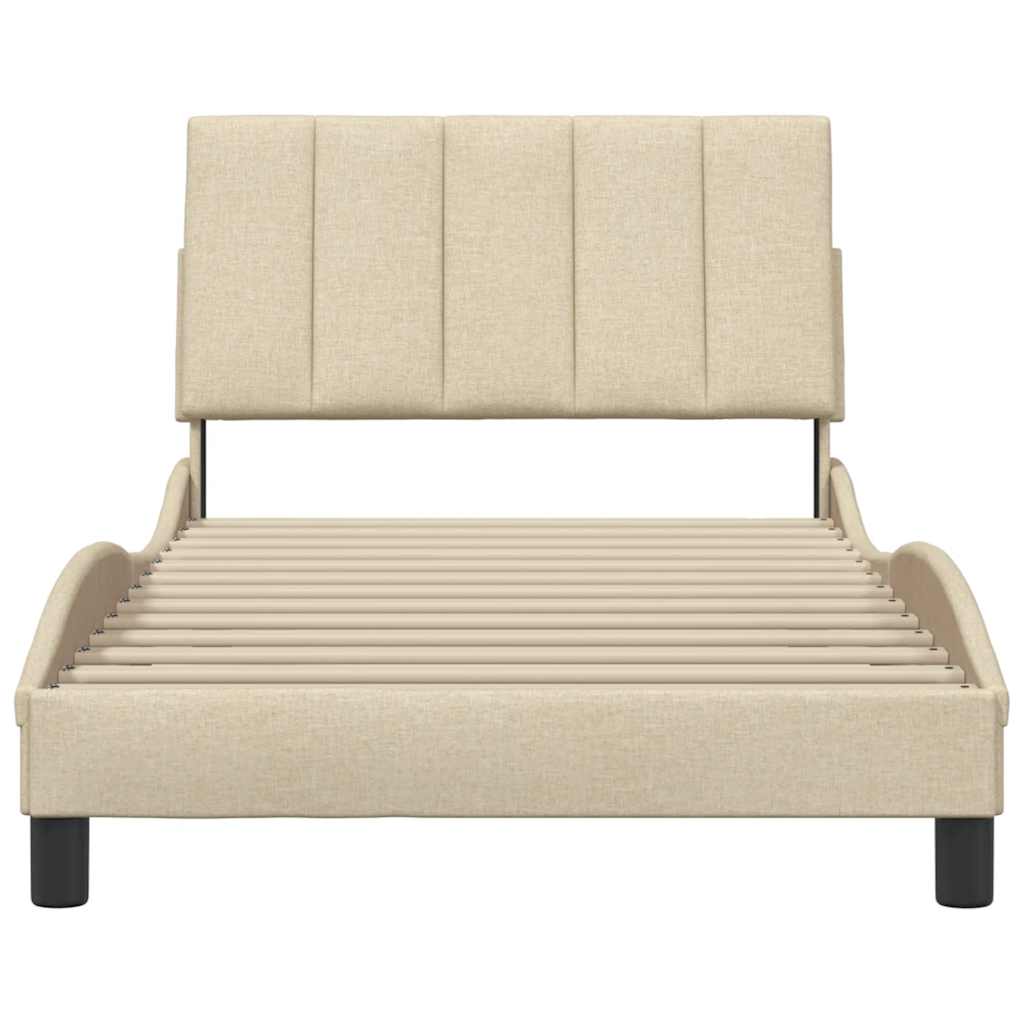 Cadre de lit sans matelas Hanko crème 100x200 cm tissu