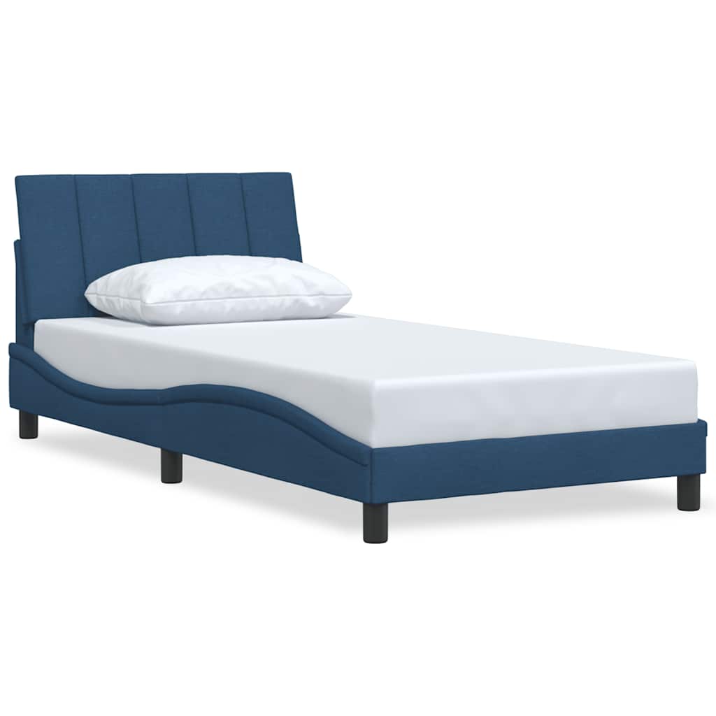 Cadre de lit sans matelas bleu 100x200 cm tissu - XIOS