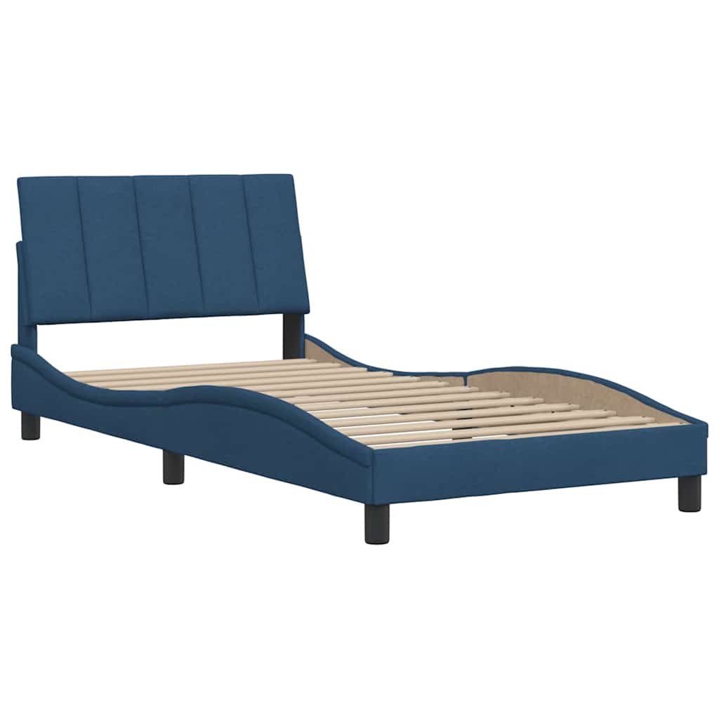 Cadre de lit sans matelas bleu 100x200 cm tissu - XIOS