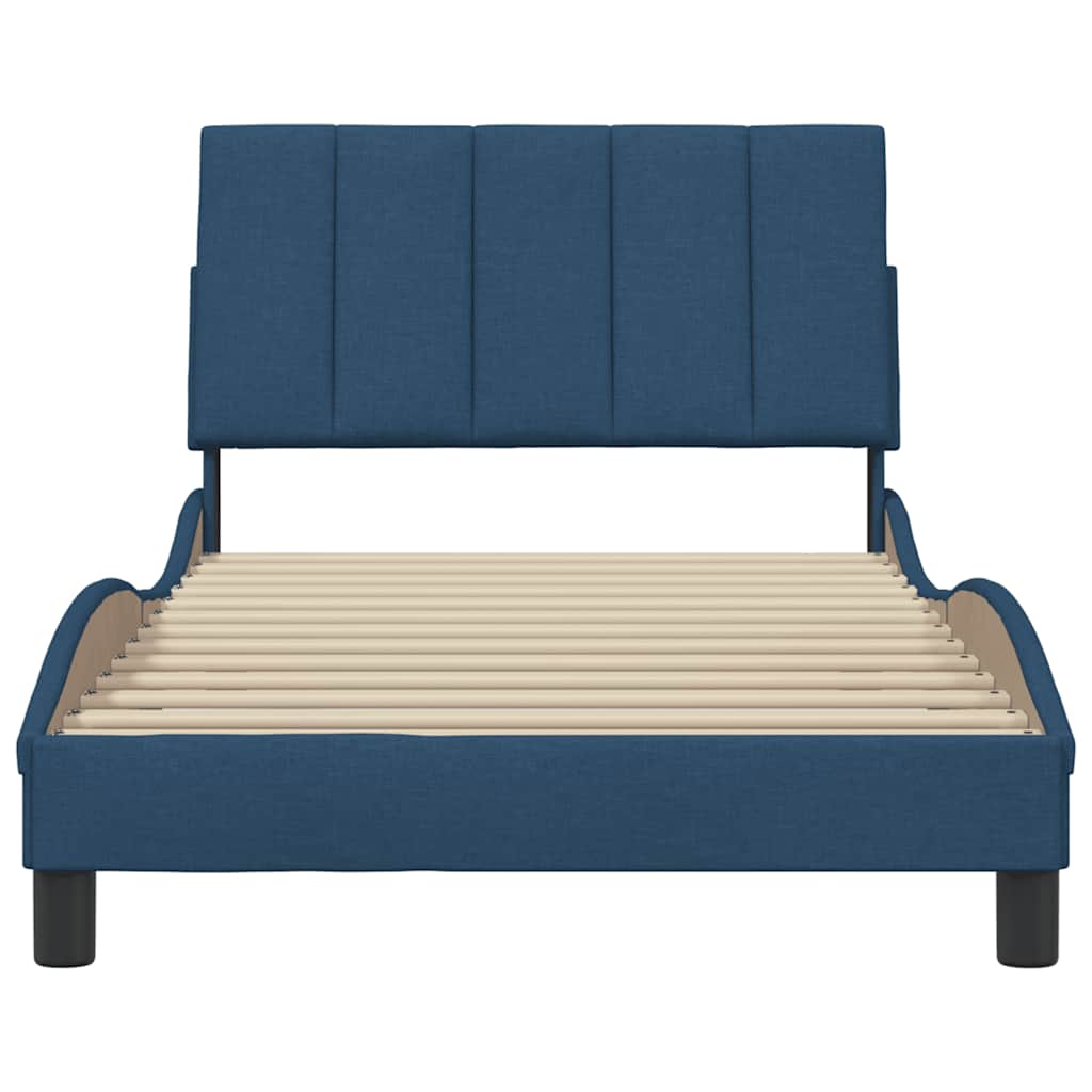 Cadre de lit sans matelas Hanko bleu 100x200 cm tissu