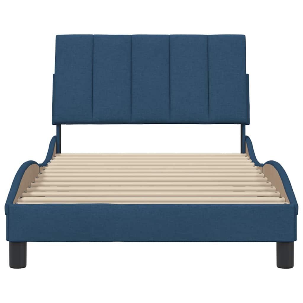 Cadre de lit sans matelas bleu 100x200 cm tissu - XIOS
