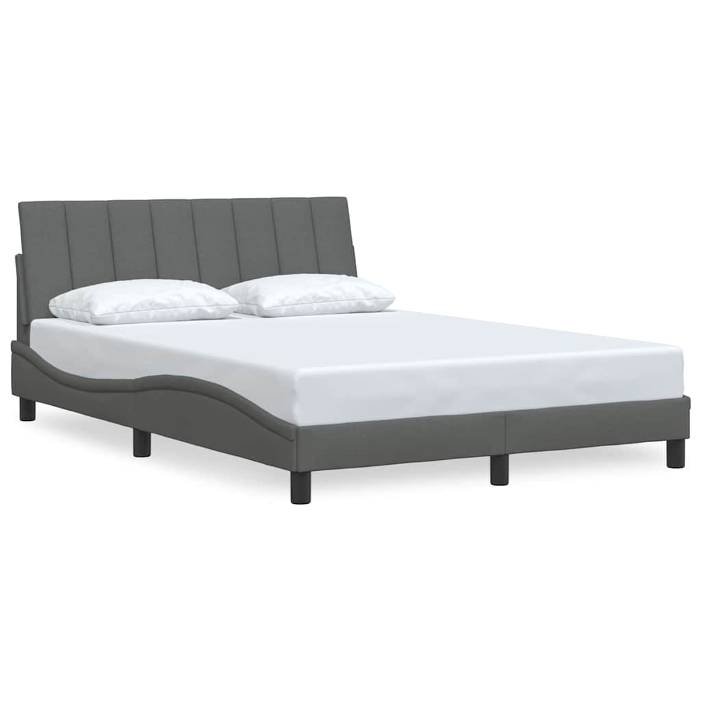 Cadre de lit sans matelas gris foncé 140x190 cm tissu - XIOS