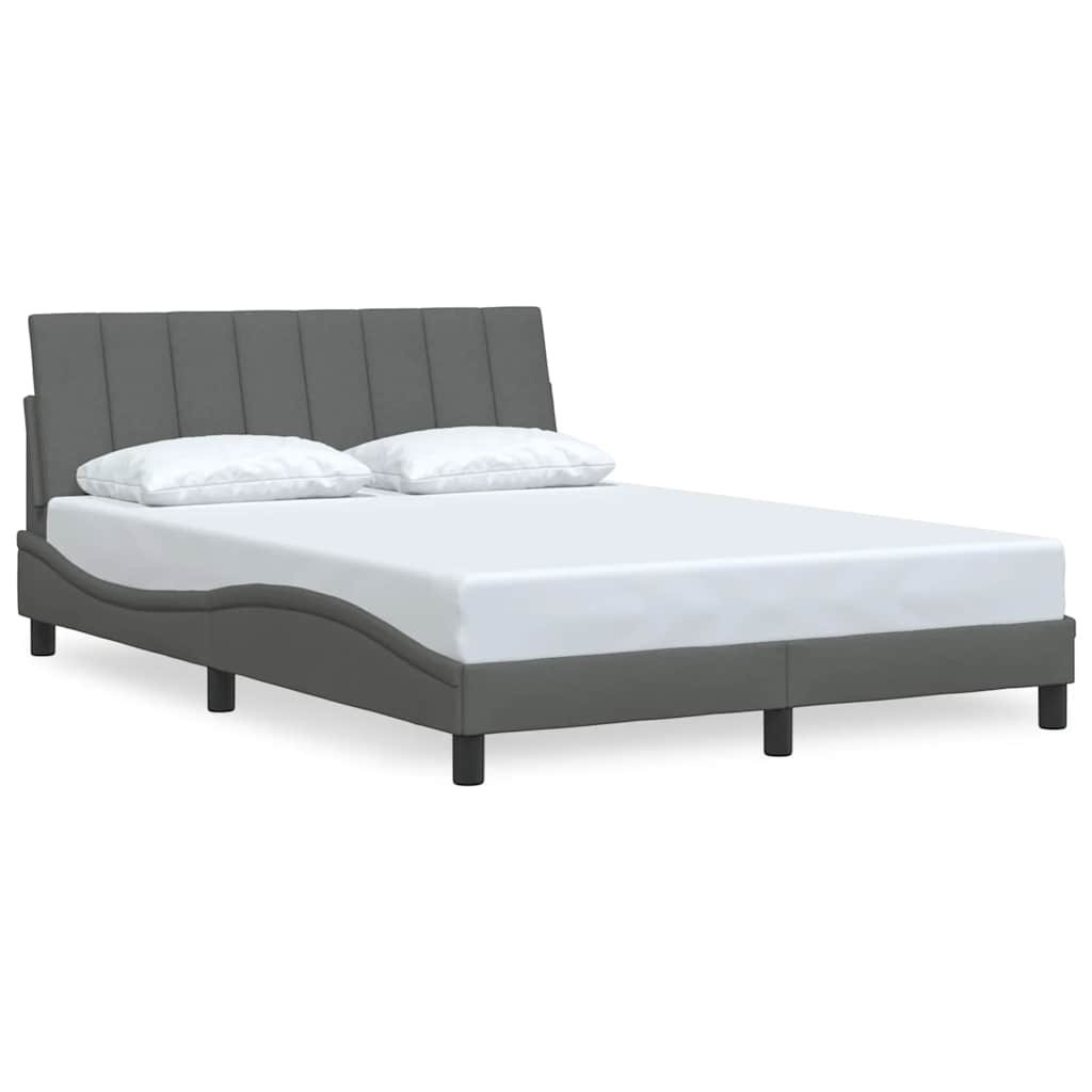 Cadre de lit sans matelas Hanko gris foncé 140x190 cm tissu