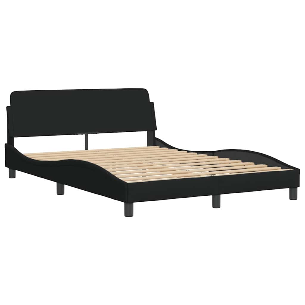 Cadre de lit sans matelas noir 140x190 cm tissu - XIOS