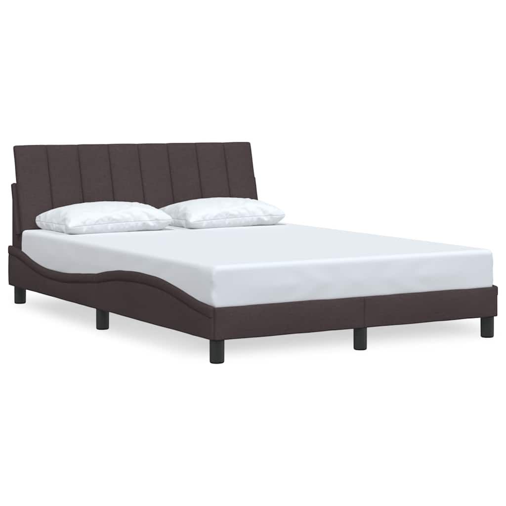 Cadre de lit sans matelas Hanko marron foncé 140x190 cm tissu