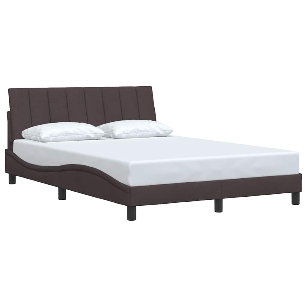 Cadre de lit sans matelas Hanko marron foncé 140x190 cm tissu