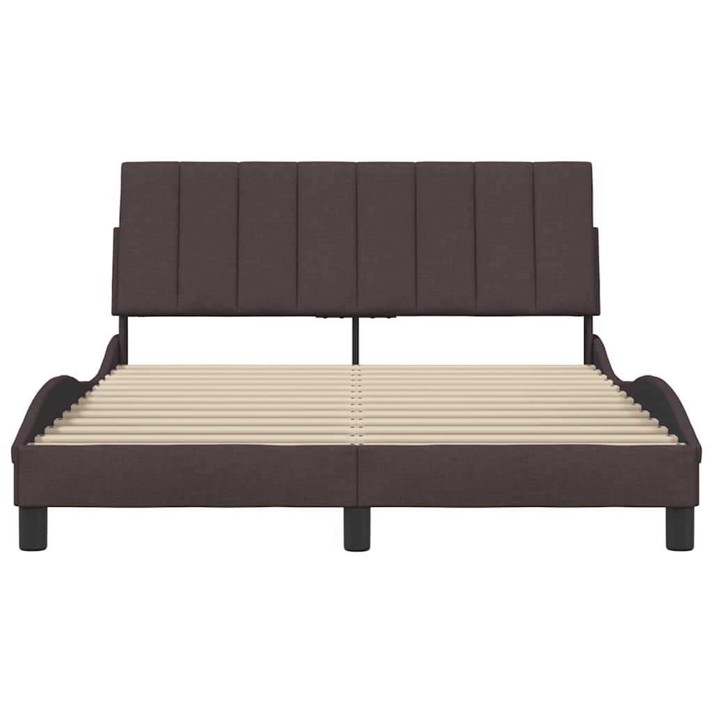 Cadre de lit sans matelas Hanko marron foncé 140x190 cm tissu