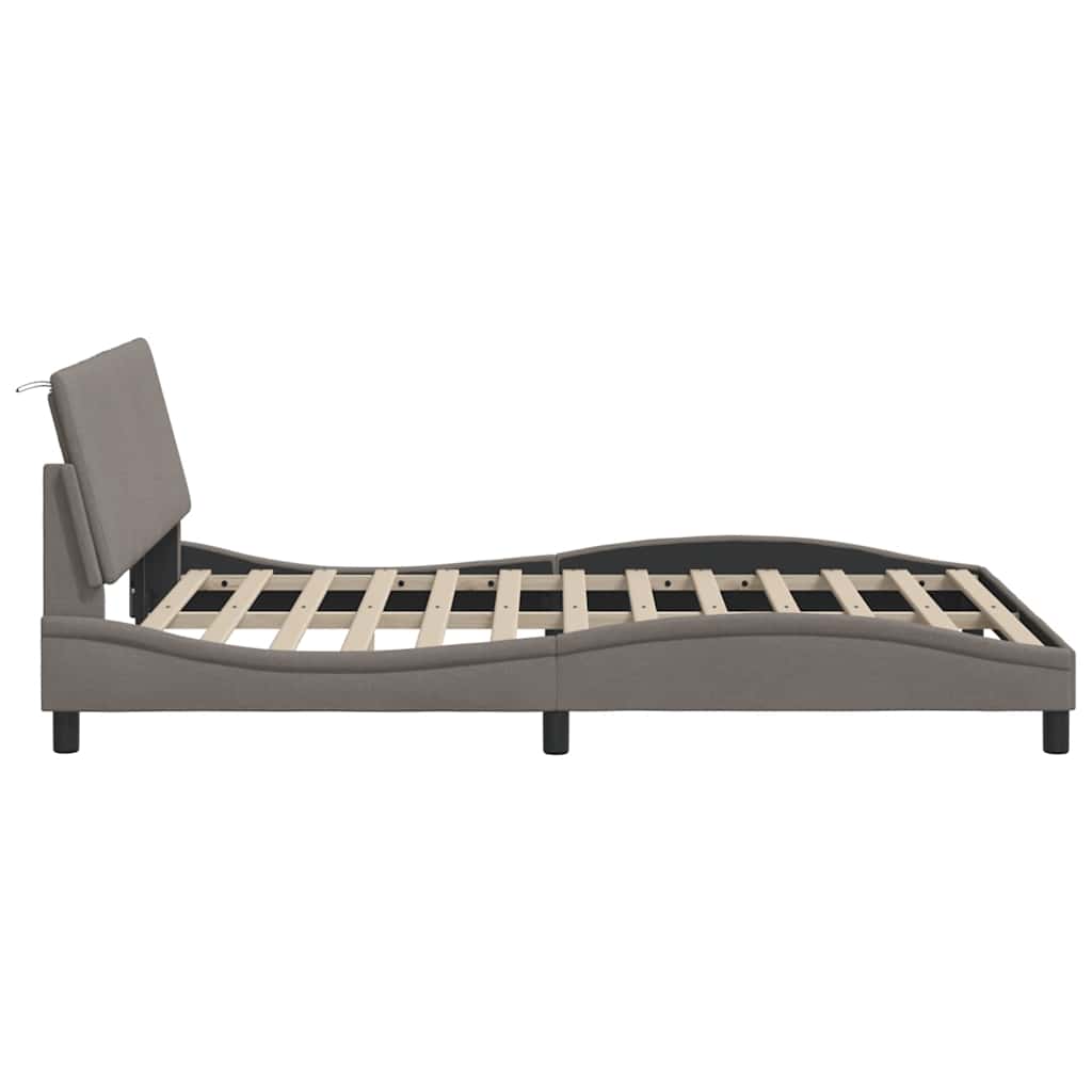 Cadre de lit sans matelas Hanko taupe 140x190 cm tissu