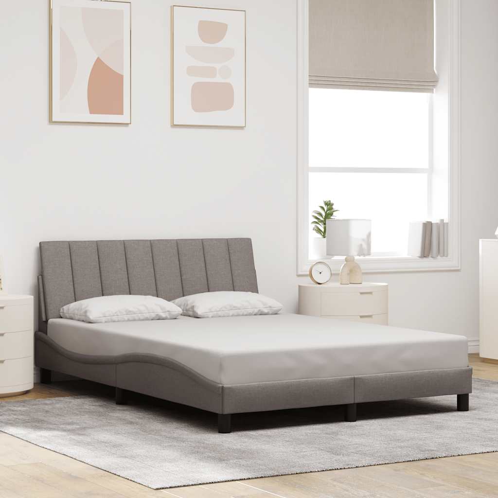 Cadre de lit sans matelas Hanko taupe 140x190 cm tissu
