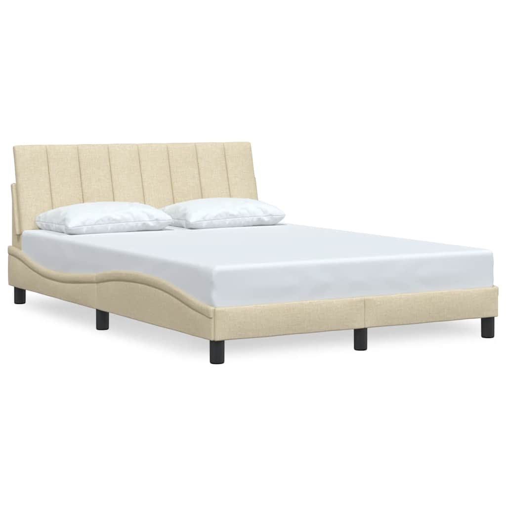 Cadre de lit sans matelas crème 140x190 cm tissu - XIOS