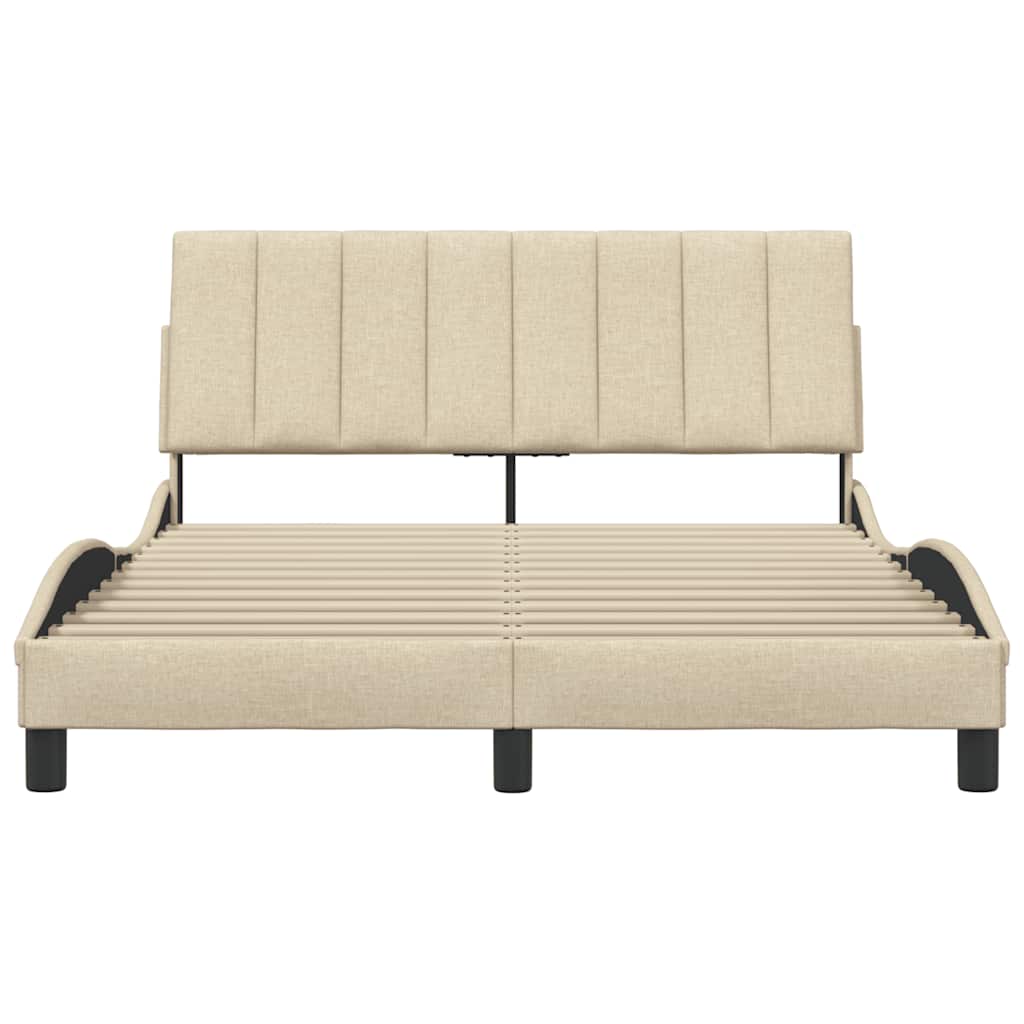 Cadre de lit sans matelas crème 140x190 cm tissu - XIOS