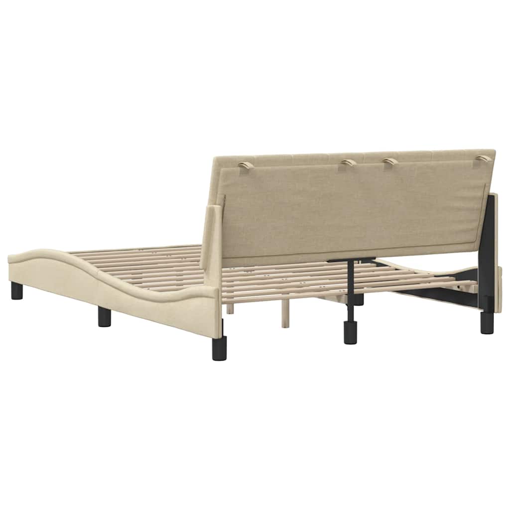 Cadre de lit sans matelas crème 140x190 cm tissu - XIOS
