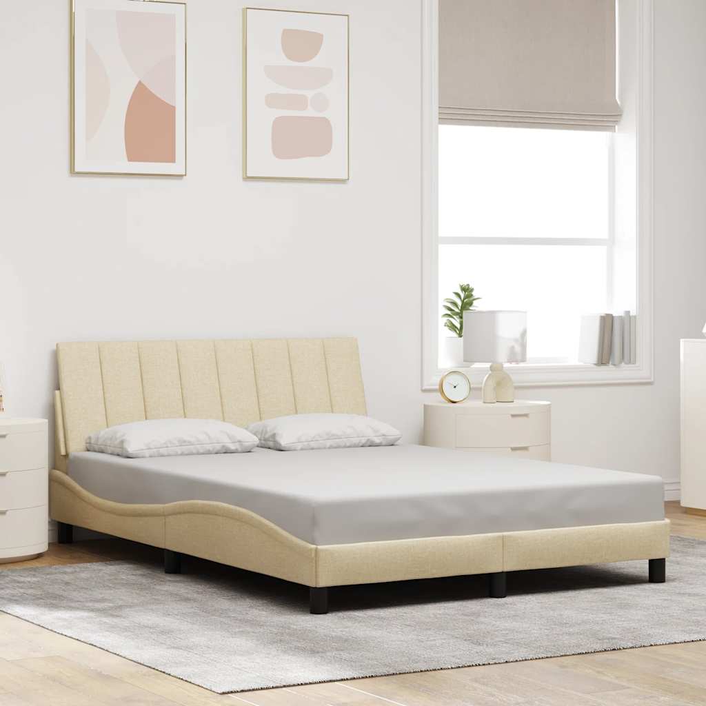 Cadre de lit sans matelas crème 140x190 cm tissu - XIOS