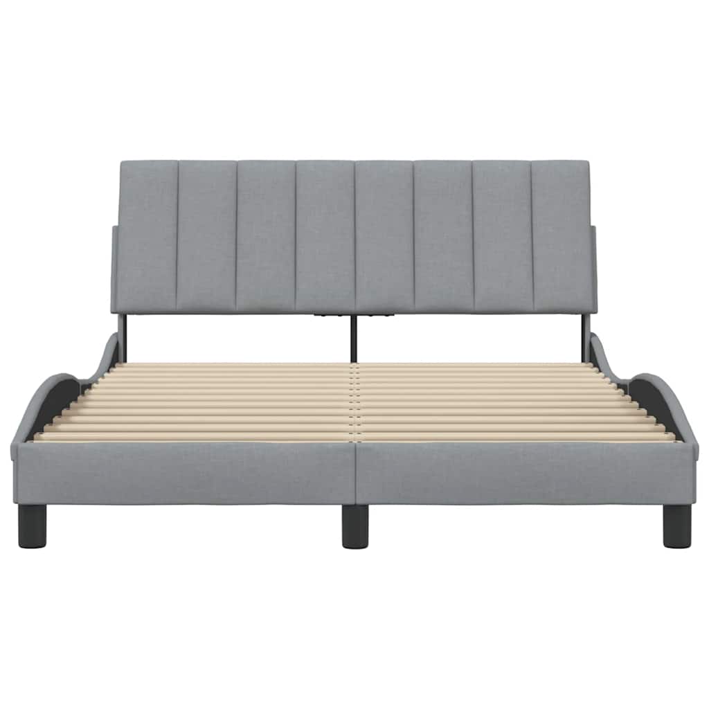 Cadre de lit sans matelas gris clair 140x200 cm tissu - XIOS