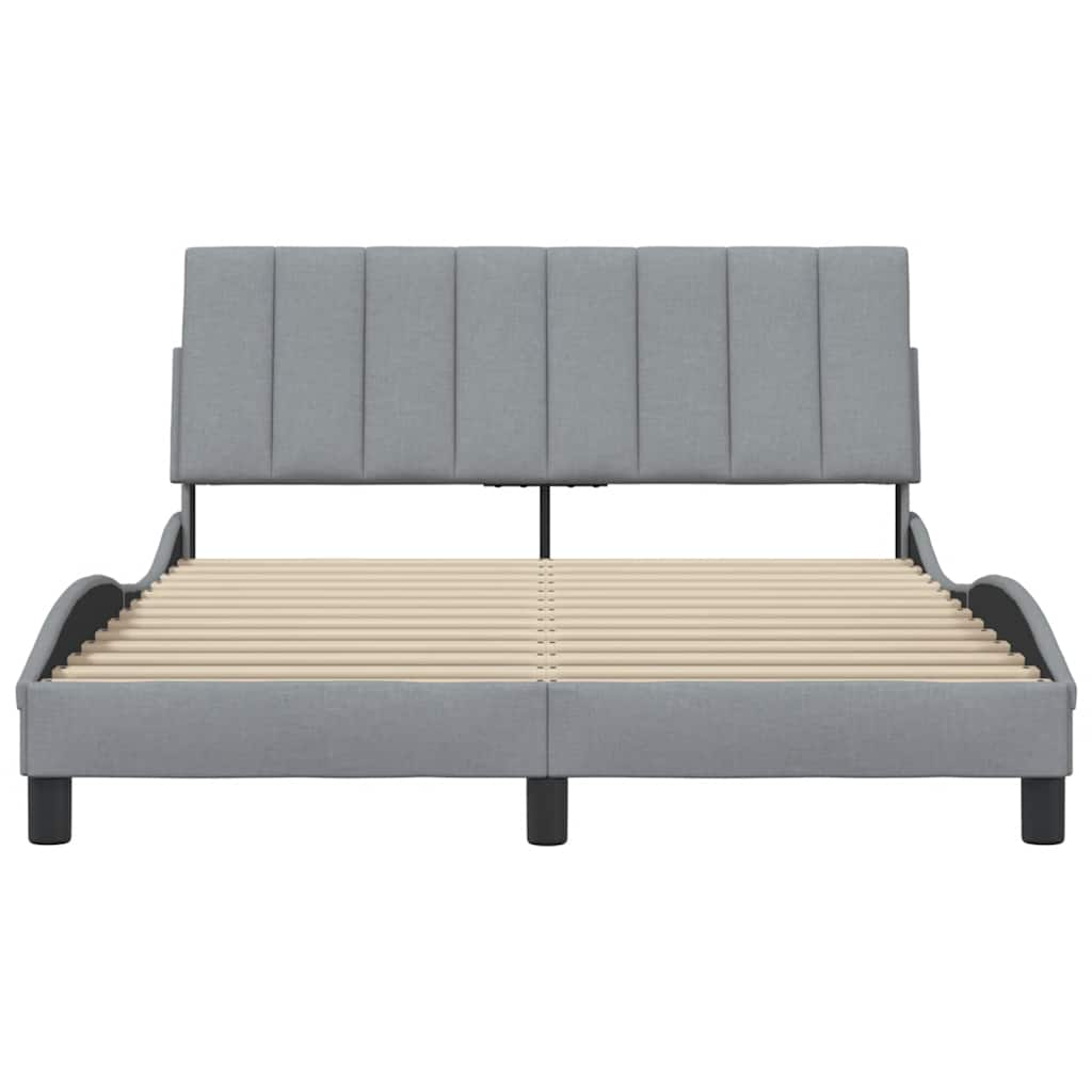 Cadre de lit sans matelas Hanko gris clair 140x200 cm tissu