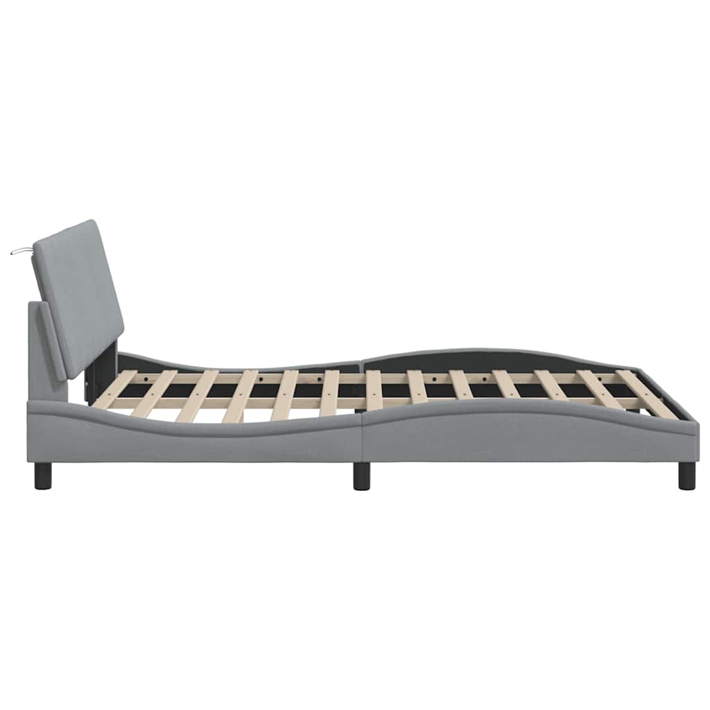 Cadre de lit sans matelas gris clair 140x200 cm tissu - XIOS