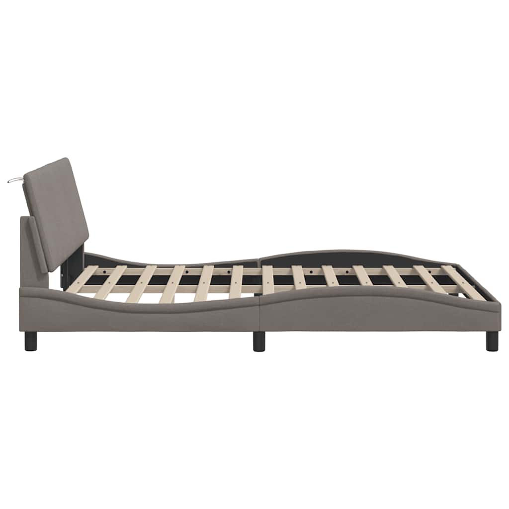 Cadre de lit sans matelas Hanko taupe 140x200 cm tissu