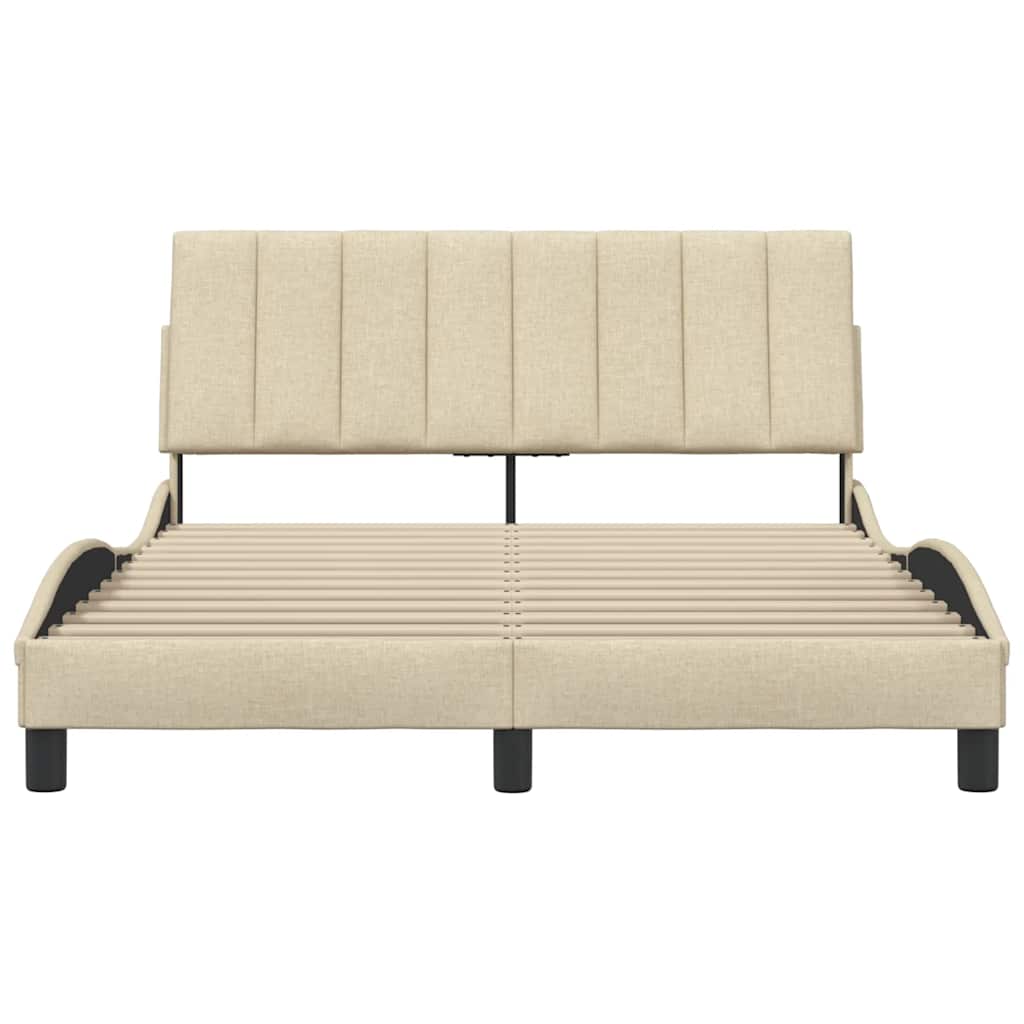 Cadre de lit sans matelas crème 140x200 cm tissu - XIOS