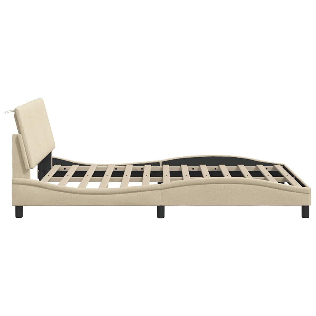 Cadre de lit sans matelas Hanko crème 140x200 cm tissu - XIOS