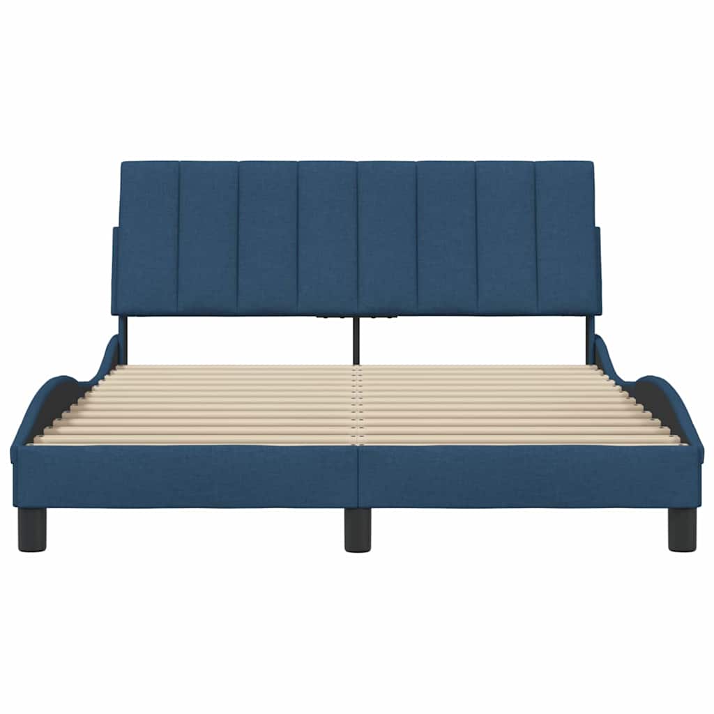 Cadre de lit sans matelas Hanko bleu 140x200 cm tissu - XIOS