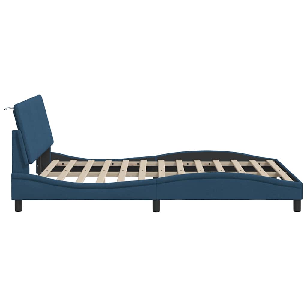 Cadre de lit sans matelas Hanko bleu 140x200 cm tissu - XIOS