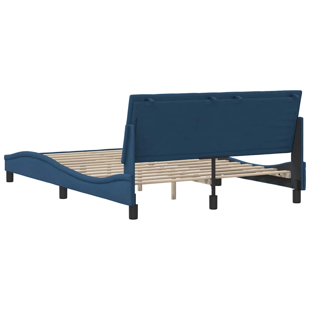 Cadre de lit sans matelas Hanko bleu 140x200 cm tissu - XIOS