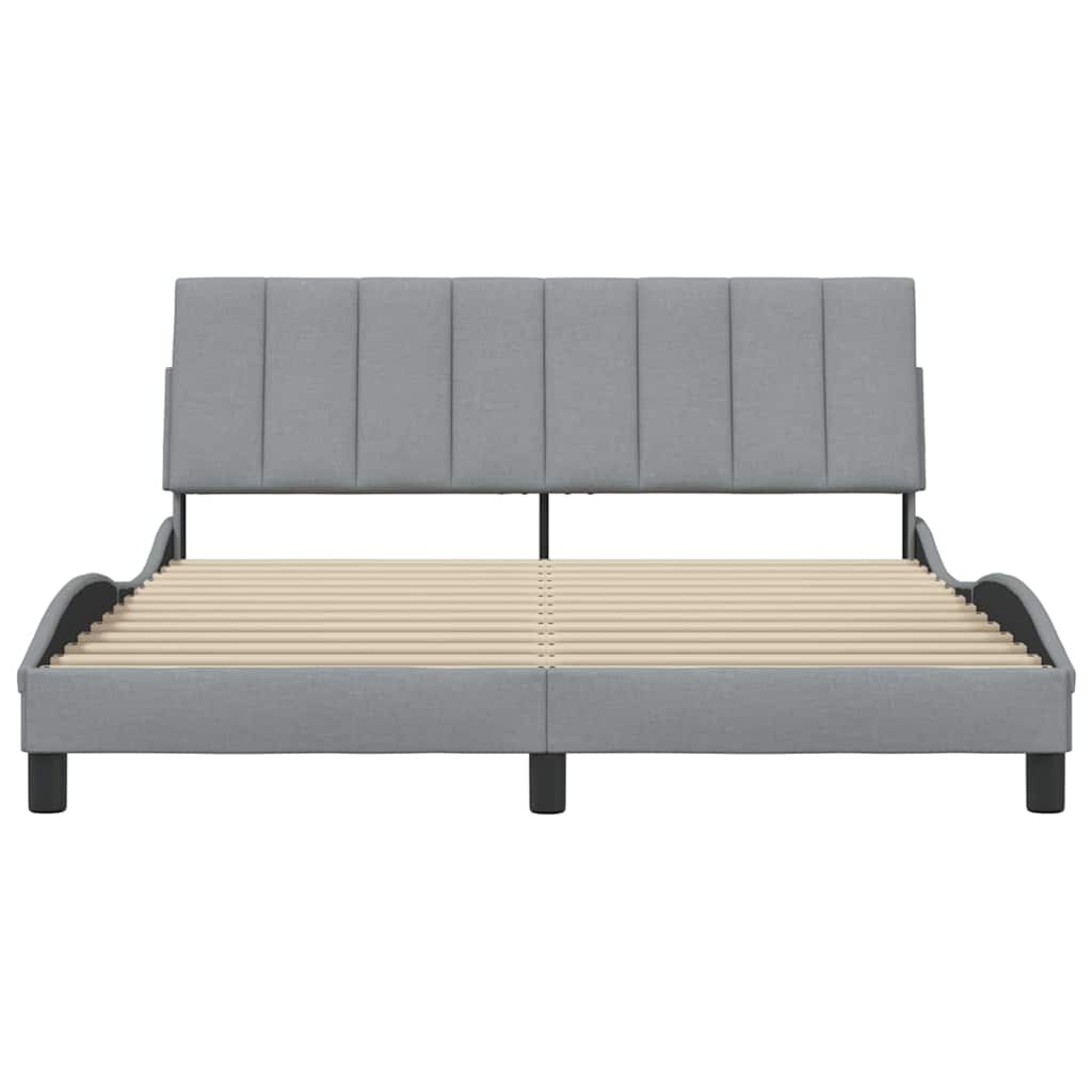 Cadre de lit sans matelas gris clair 160x200 cm tissu - XIOS