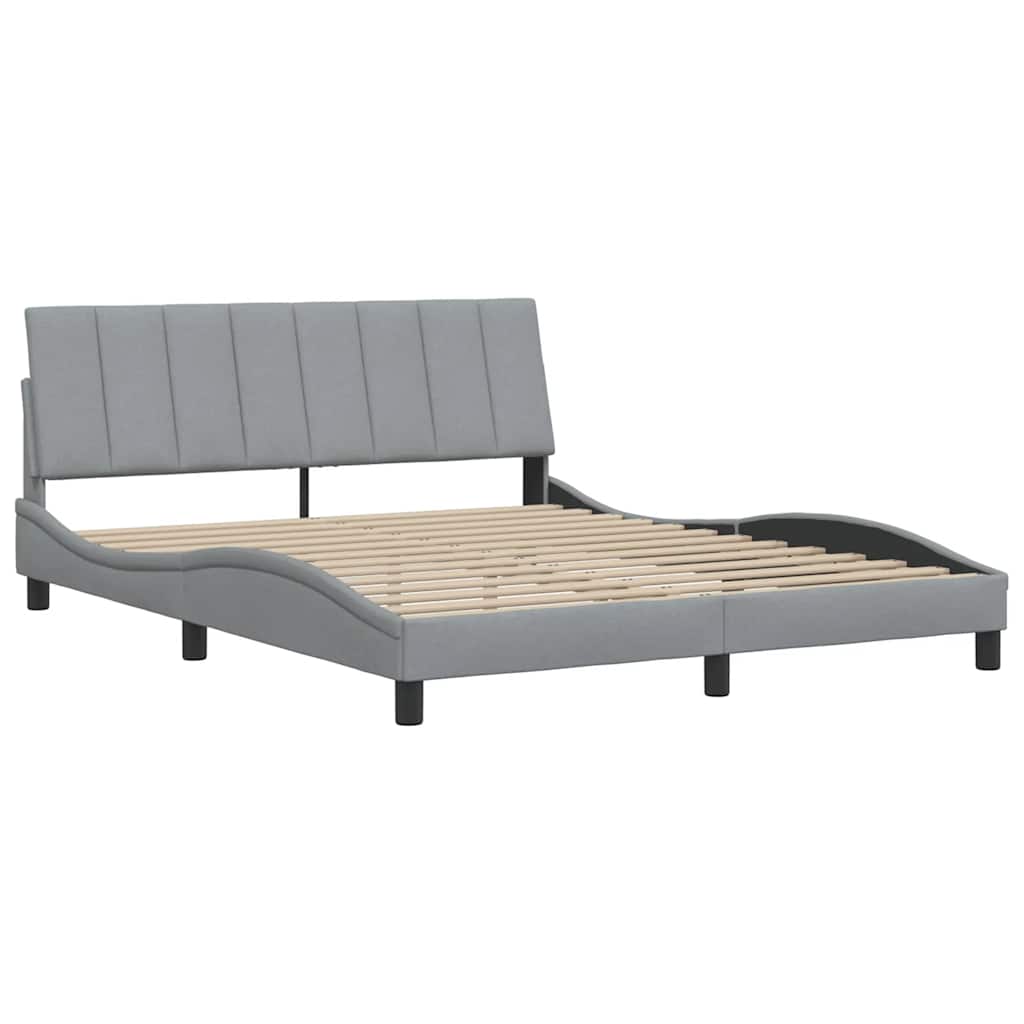 Cadre de lit sans matelas gris clair 160x200 cm tissu - XIOS