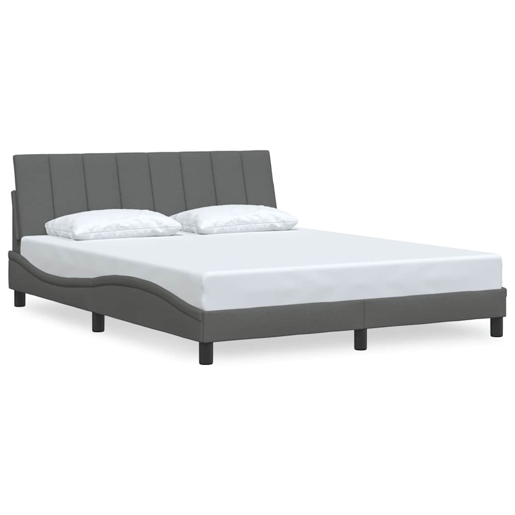 Cadre de lit sans matelas gris foncé 160x200 cm tissu - XIOS