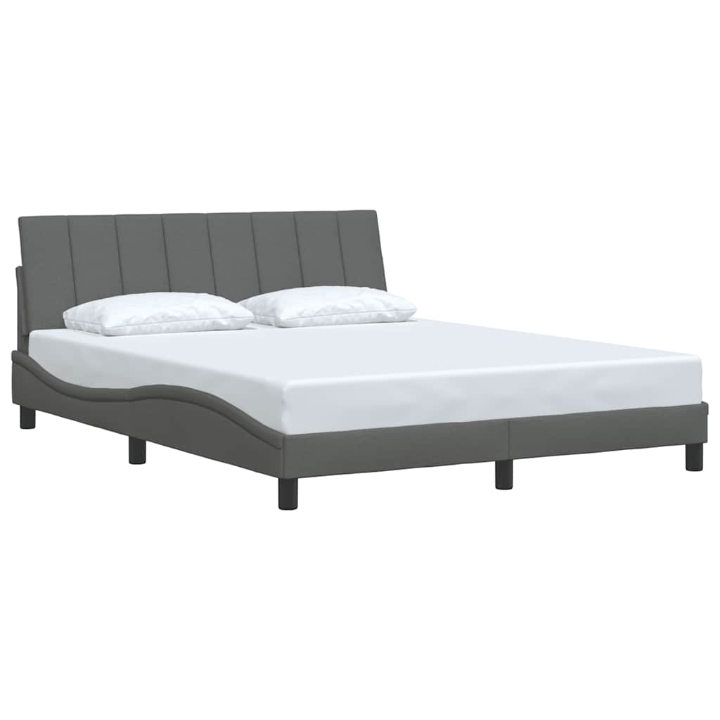Cadre de lit sans matelas gris foncé 160x200 cm tissu - XIOS