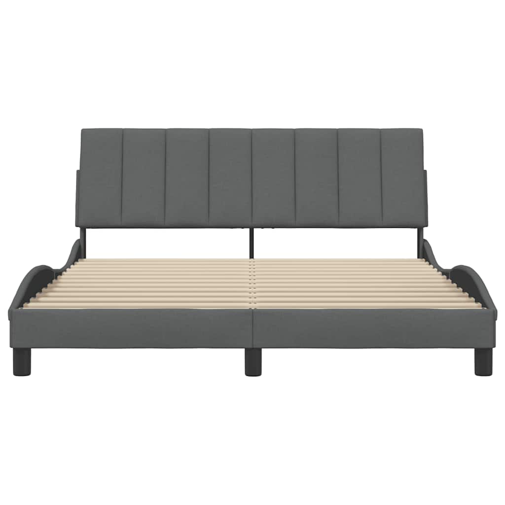 Cadre de lit sans matelas Hanko gris foncé 160x200 cm tissu