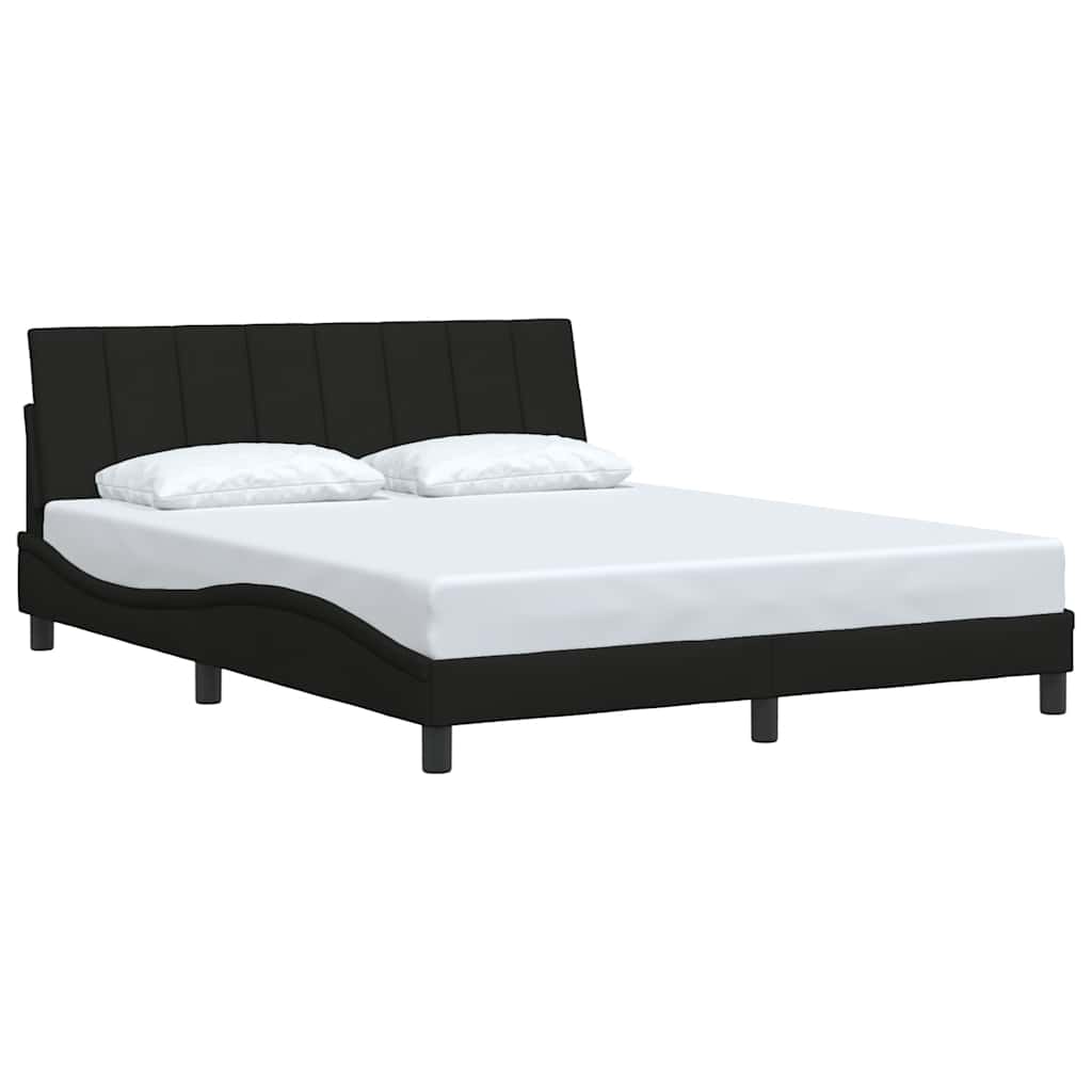 Cadre de lit sans matelas noir 160x200 cm tissu - XIOS