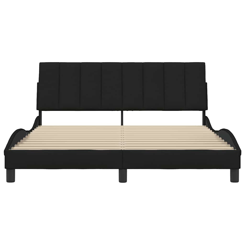 Cadre de lit sans matelas noir 160x200 cm tissu - XIOS