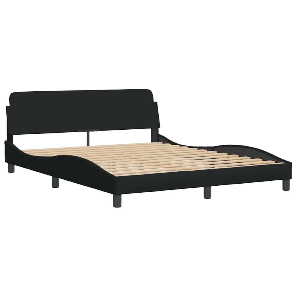 Cadre de lit sans matelas Hanko noir 160x200 cm tissu