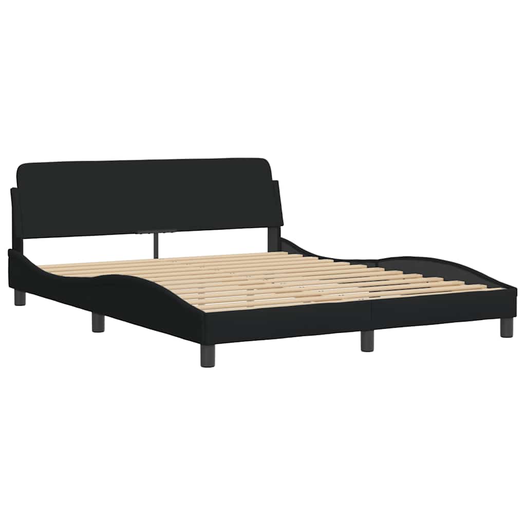 Cadre de lit sans matelas noir 160x200 cm tissu - XIOS