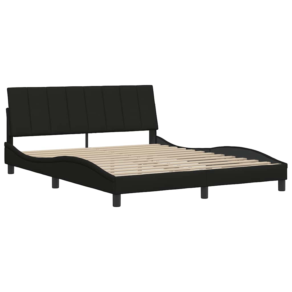 Cadre de lit sans matelas noir 160x200 cm tissu - XIOS