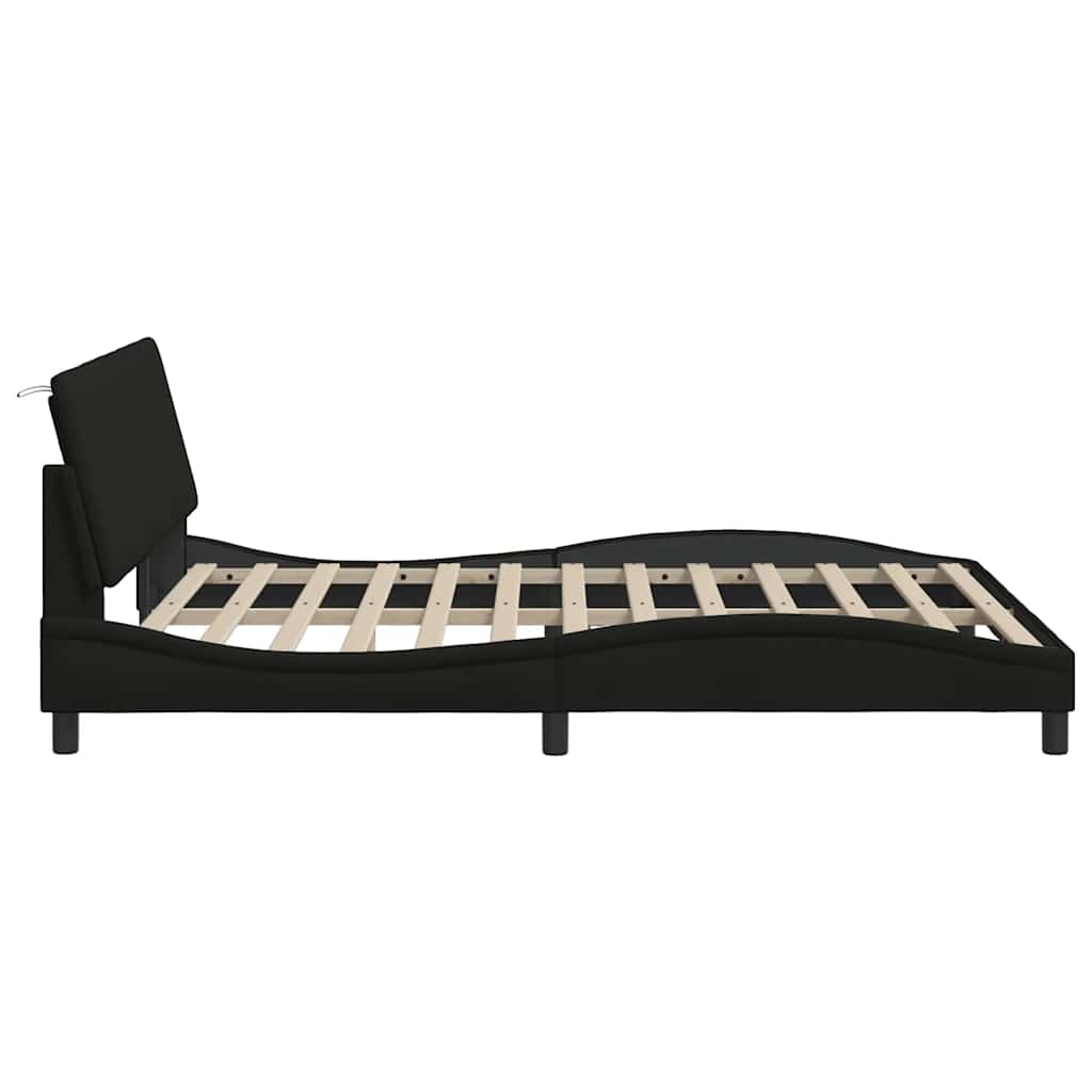 Cadre de lit sans matelas noir 160x200 cm tissu - XIOS