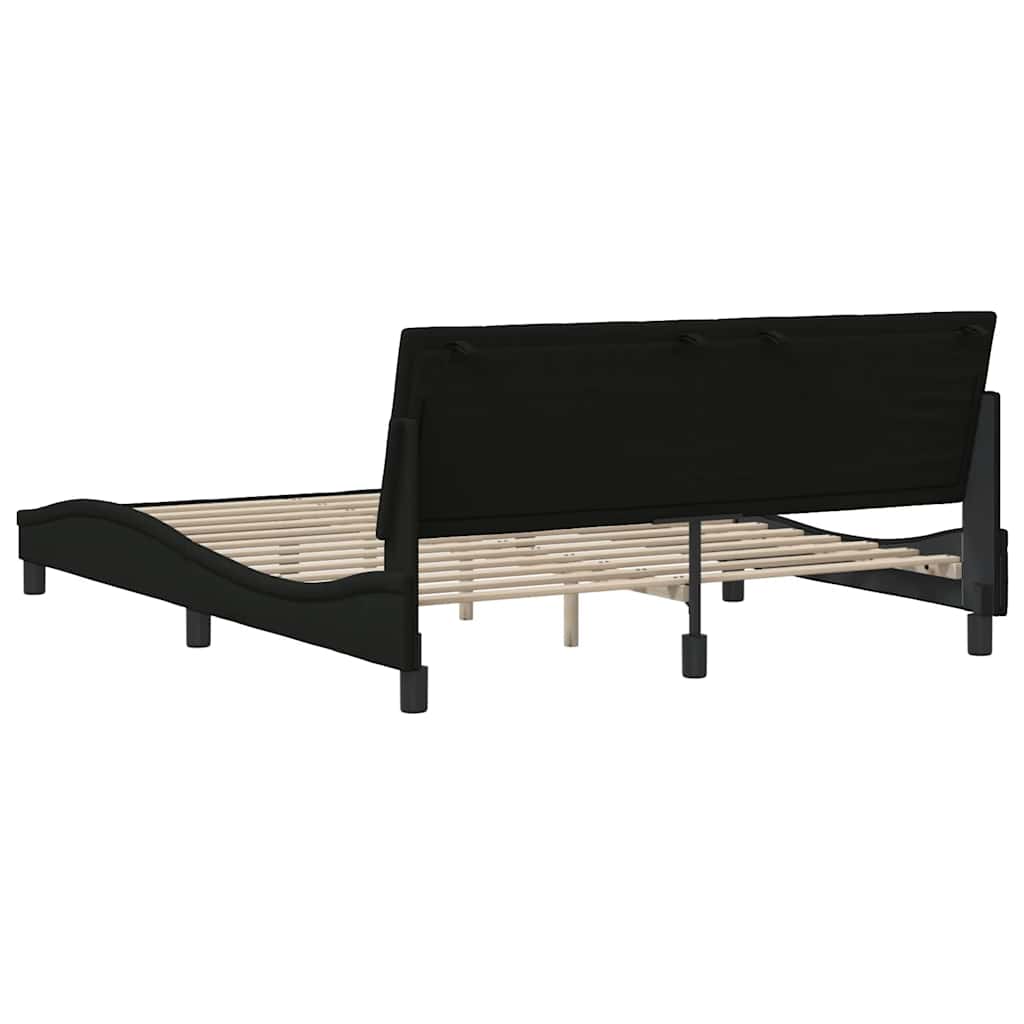 Cadre de lit sans matelas noir 160x200 cm tissu - XIOS